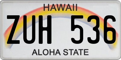 HI license plate ZUH536