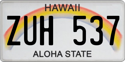 HI license plate ZUH537