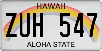 HI license plate ZUH547
