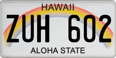HI license plate ZUH602