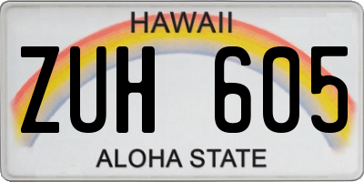 HI license plate ZUH605