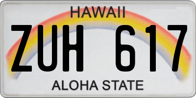 HI license plate ZUH617