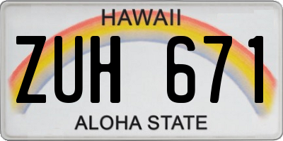 HI license plate ZUH671