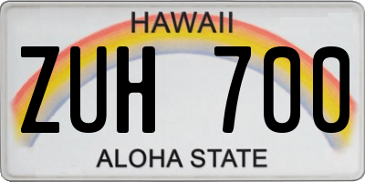 HI license plate ZUH700