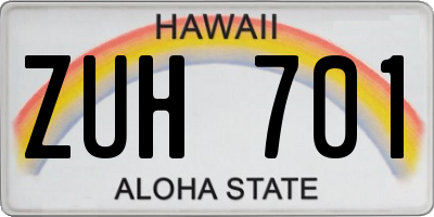 HI license plate ZUH701