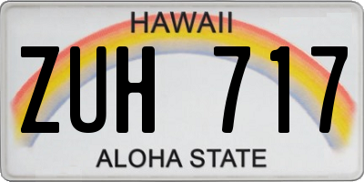 HI license plate ZUH717