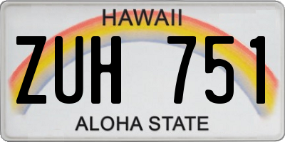 HI license plate ZUH751