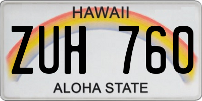 HI license plate ZUH760