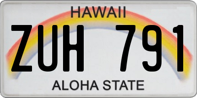 HI license plate ZUH791