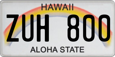 HI license plate ZUH800
