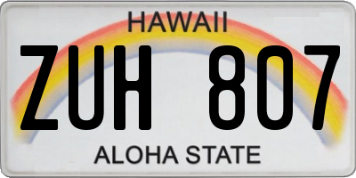 HI license plate ZUH807
