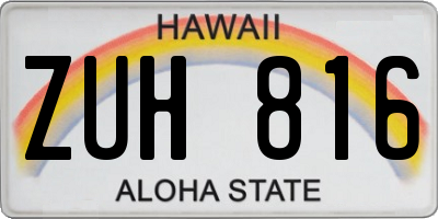 HI license plate ZUH816