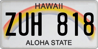 HI license plate ZUH818
