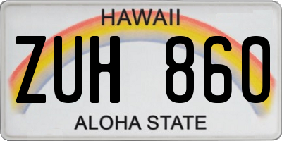 HI license plate ZUH860