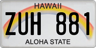 HI license plate ZUH881