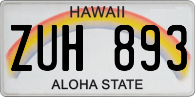HI license plate ZUH893