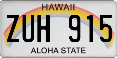 HI license plate ZUH915