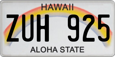 HI license plate ZUH925
