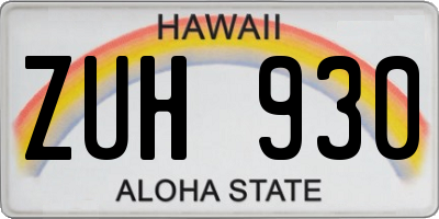 HI license plate ZUH930