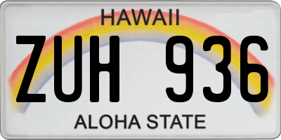 HI license plate ZUH936