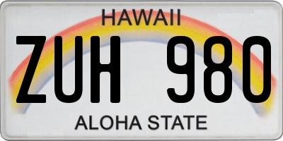 HI license plate ZUH980