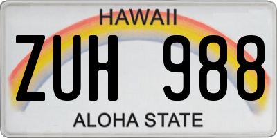 HI license plate ZUH988