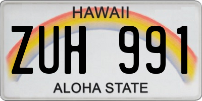 HI license plate ZUH991