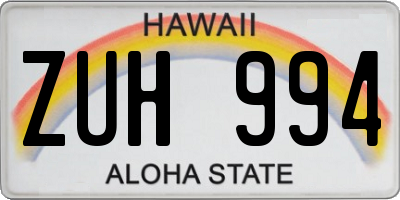 HI license plate ZUH994