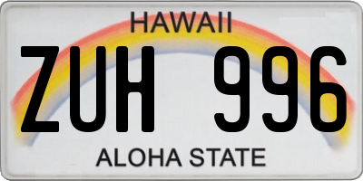 HI license plate ZUH996