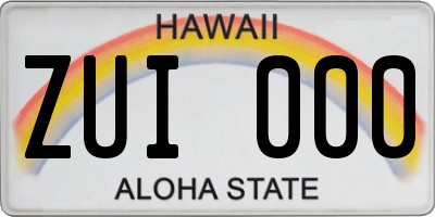 HI license plate ZUI000