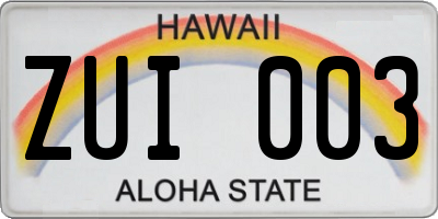 HI license plate ZUI003