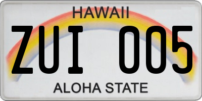HI license plate ZUI005