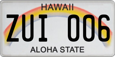 HI license plate ZUI006
