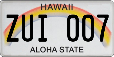 HI license plate ZUI007
