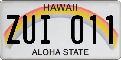 HI license plate ZUI011