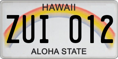HI license plate ZUI012