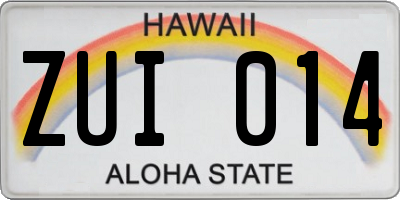 HI license plate ZUI014