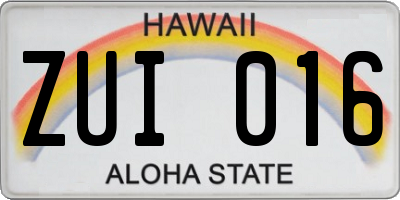 HI license plate ZUI016