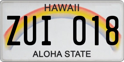 HI license plate ZUI018