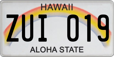 HI license plate ZUI019