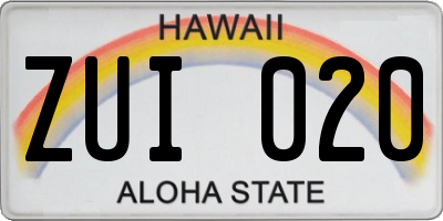 HI license plate ZUI020
