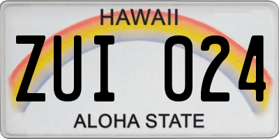 HI license plate ZUI024