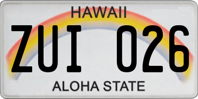 HI license plate ZUI026