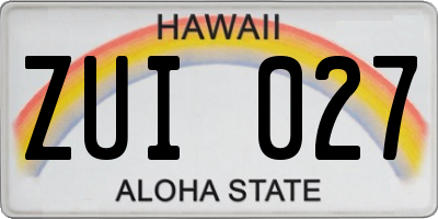 HI license plate ZUI027