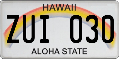 HI license plate ZUI030