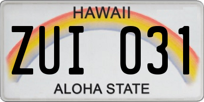 HI license plate ZUI031