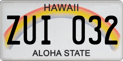 HI license plate ZUI032
