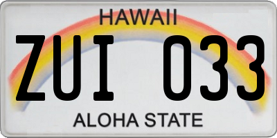 HI license plate ZUI033