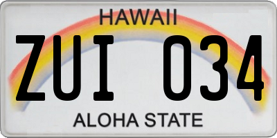 HI license plate ZUI034