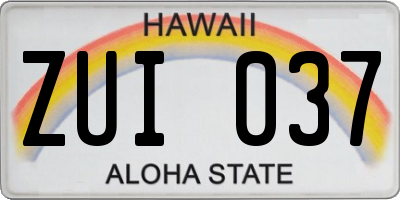 HI license plate ZUI037